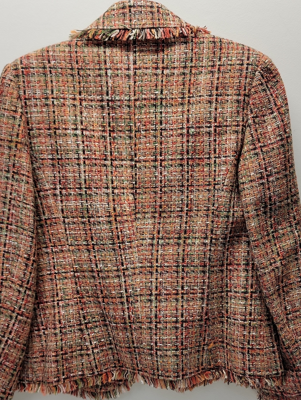 Focus 2000 Autumnal Tones Tweed Fringe Blazer 2-Button W/Pockets Sz 10 - Picture 9 of 16